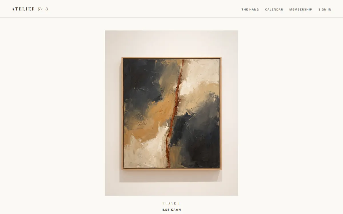ATELIER № 8: A private art club presented as the catalogue of its current show.