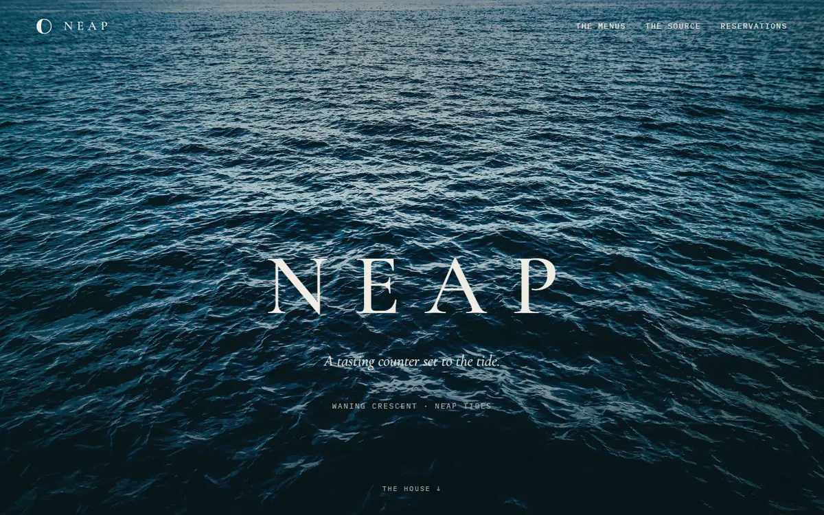 NEAP: A tasting counter whose nightly menu is decided by real lunar arithmetic.