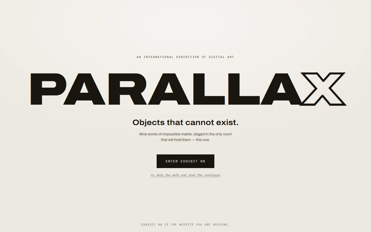 PARALLAX: An exhibition of impossible objects, staged as one continuously reassembling 3D walk.