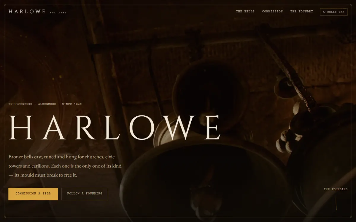 HARLOWE: A bell foundry site where every bell shown can actually be struck and priced live.